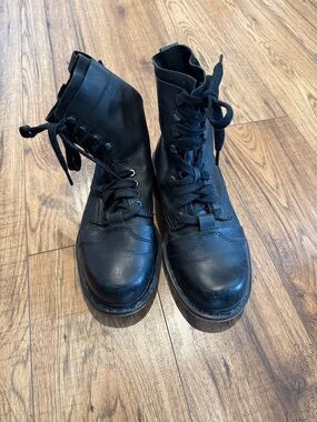 Dr. Martens Black Leather Lace-Up Combat Boots
